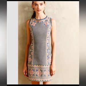 Maeve Anthropologie Embroidered Neoprene Dress size 8
